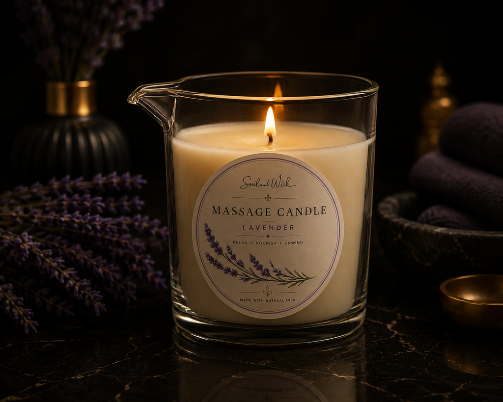 Lavender Massage Candle | Calming Soy Wax Spa Candle | Soul & Wick