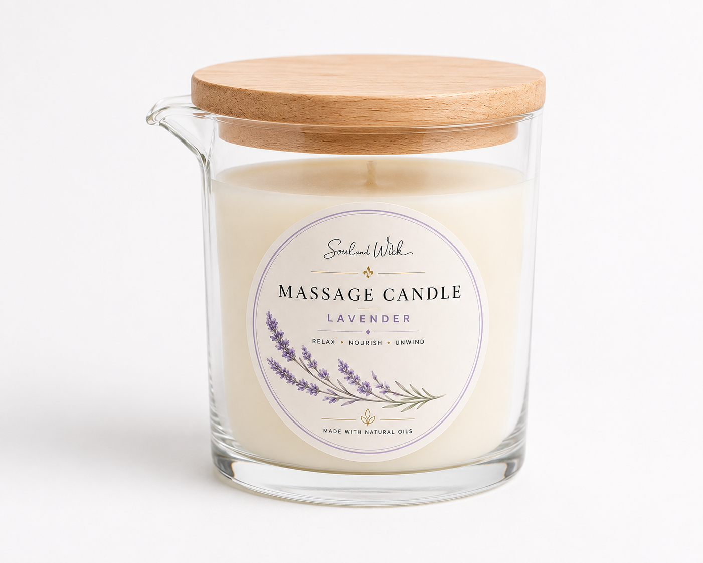 Lavender Massage Candle | Calming Soy Wax Spa Candle | Soul & Wick