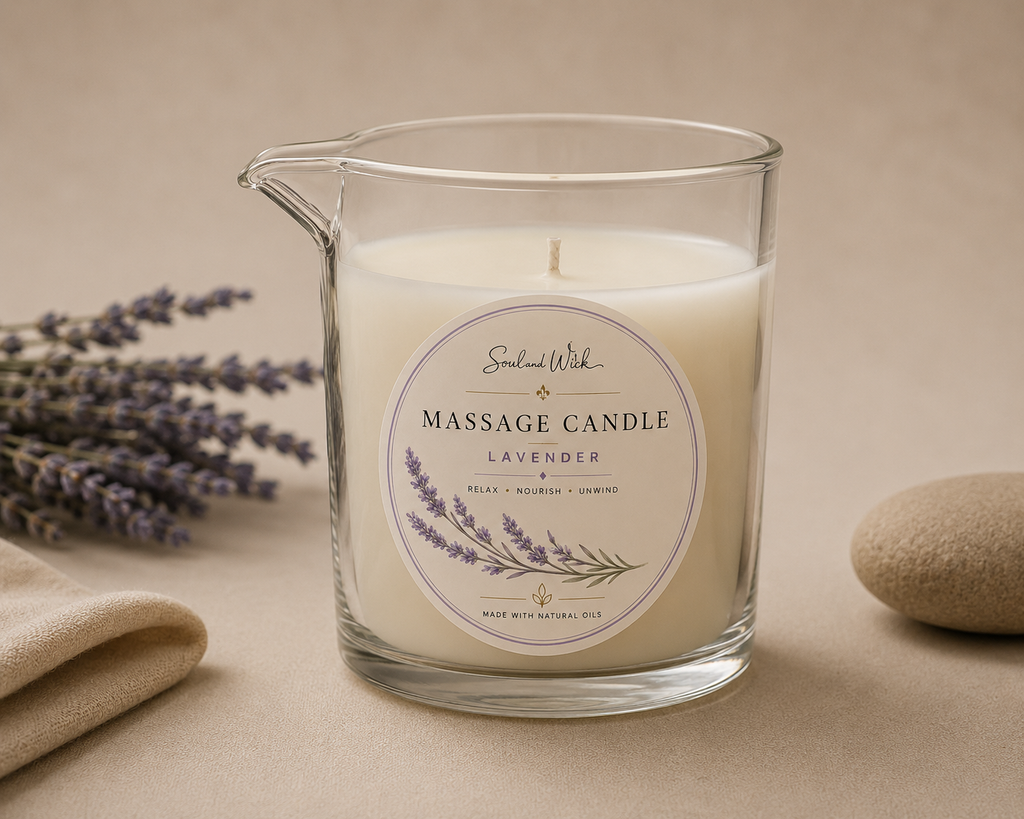 Lavender Massage Candle | Calming Soy Wax Spa Candle | Soul & Wick