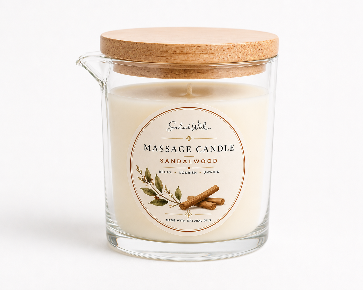 Sandalwood Massage Candle | Luxury Soy Wax Massage Candle | Soul & Wick