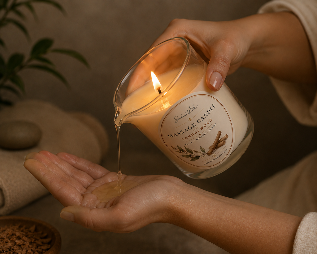 Sandalwood Massage Candle | Luxury Soy Wax Massage Candle | Soul & Wick